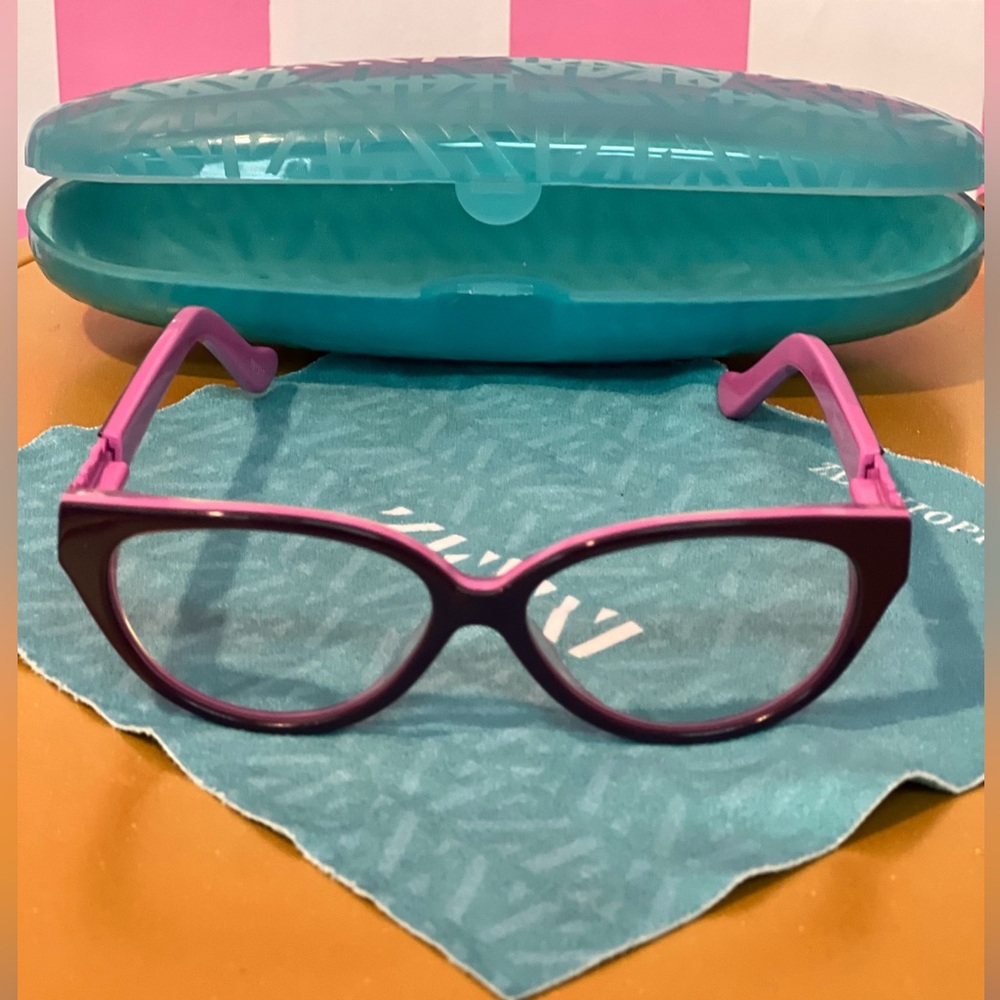 Toddler Pink and Burgundy Blue Light Blocker Glasses with Case